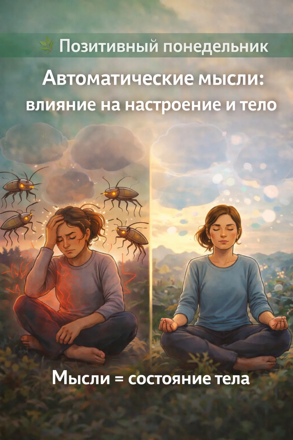 🌿 Позитивный понедельник 
Автоматические мысли: как они влияют на настроение и тело 
Наша эмоционал
