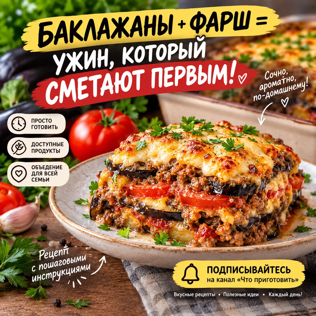 🔥 БАКЛАЖАНЫ + ФАРШ = УЖИН, КОТОРЫЙ СМЕТАЮТ ПЕРВЫМ!