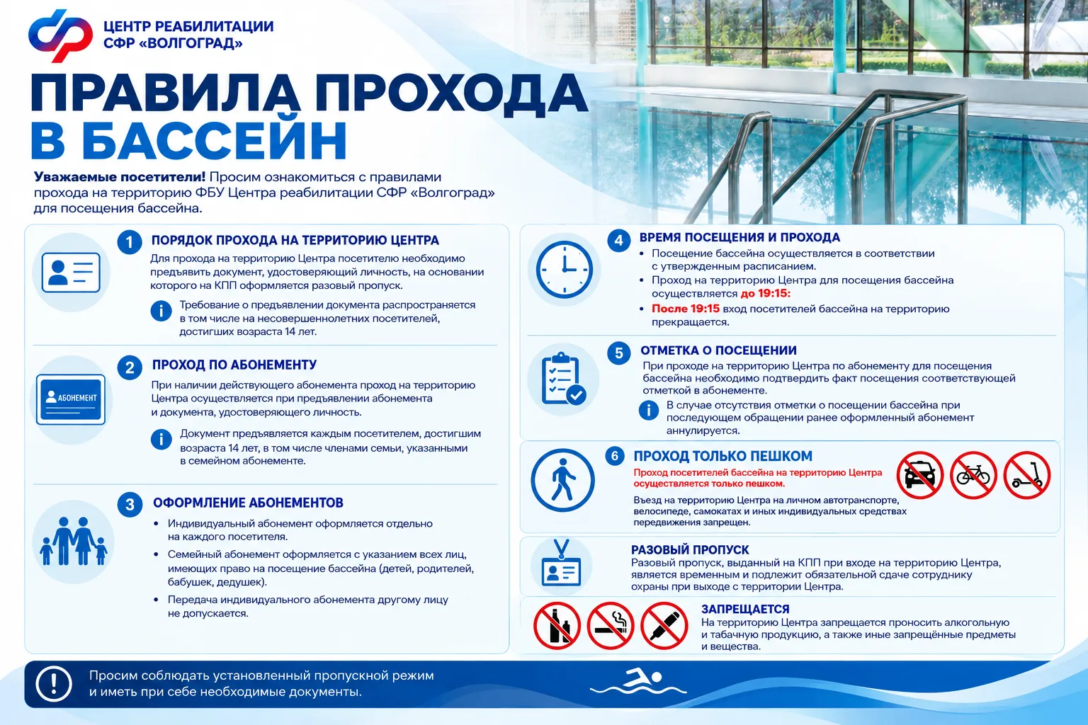 📌ПРАВИЛА ПРОХОДА В БАССЕЙН