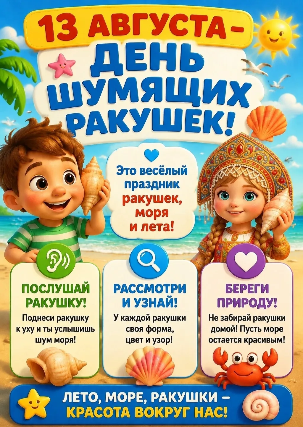 🐚 13 августа — День шумящих ракушек!
