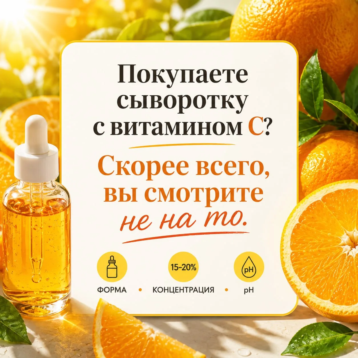Витамин С работает. Но только если знать три вещи перед покупкой.

Покупаете сыворотку с витамином С