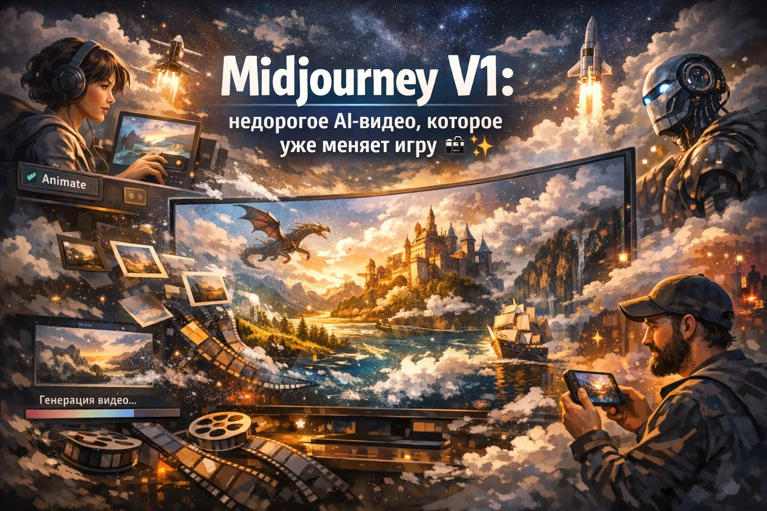 Midjourney V1: недорогое AI-видео, которое уже меняет игру 🎬✨

Представьте: вы делаете обычное изоб