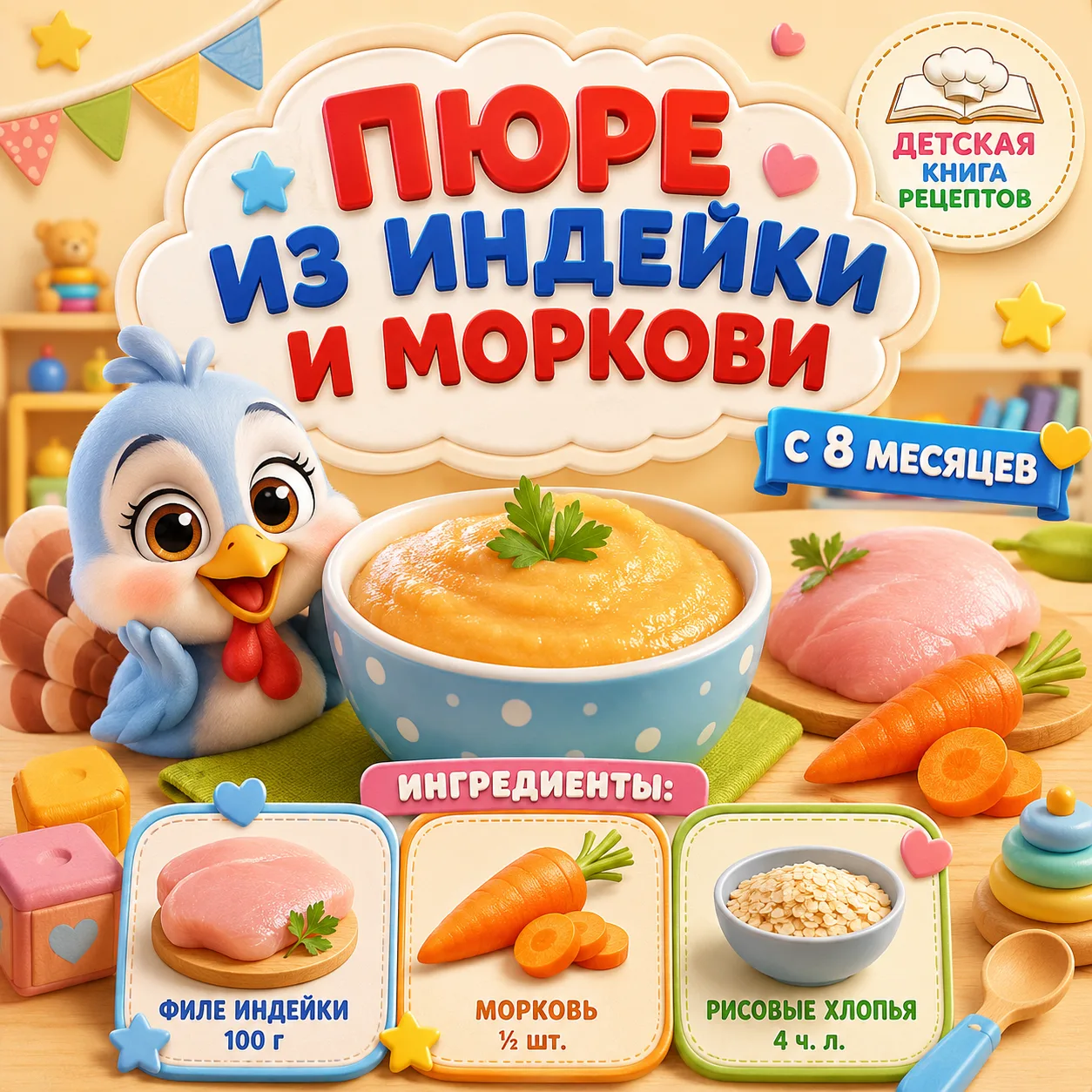 📖🥣 ПЮРЕ ИЗ ИНДЕЙКИ И МОРКОВИ