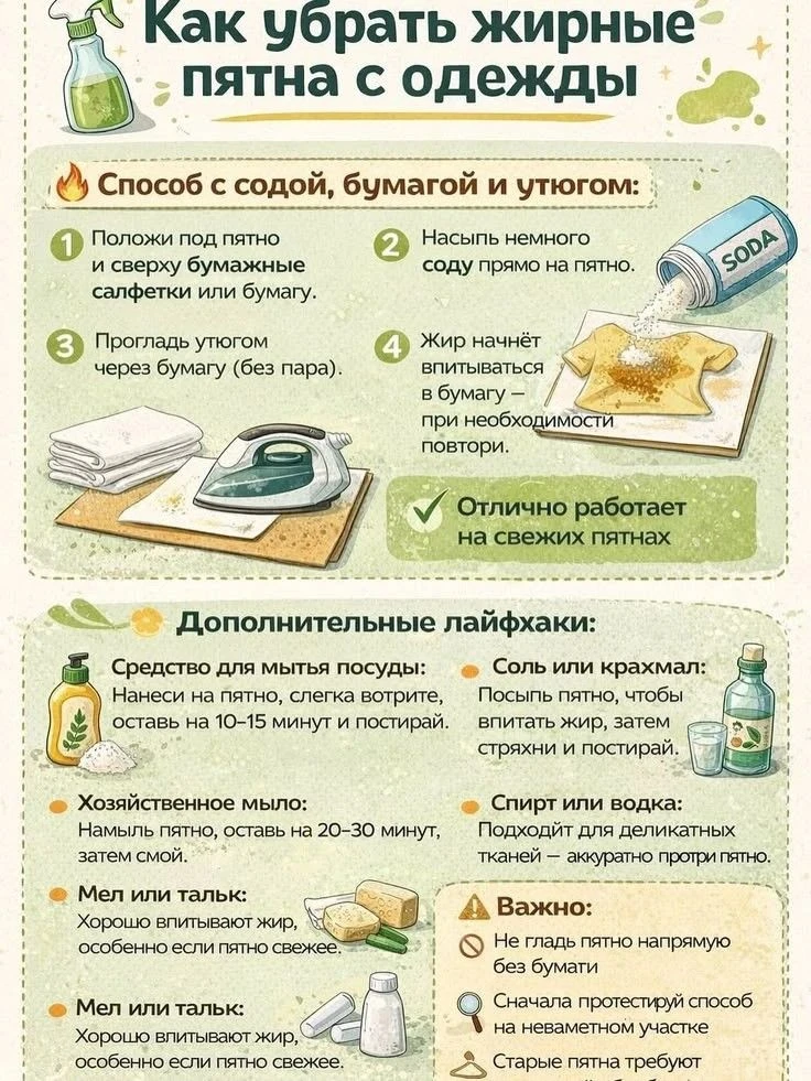 Как вывести жирное пятно без лишней химии👕