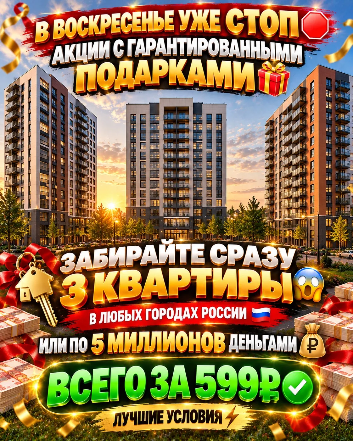 😱 ТРИ КВАРТИРЫ 😱 В АКЦИИ С ГАРАНТИРОВАННЫМИ ПОДАРКАМИ 🎁 СТОП УЖЕ В ВОСКРЕСЕНЬЕ ‼️