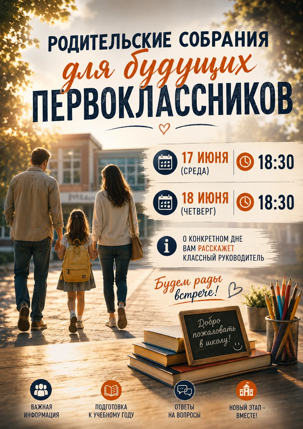 📢📢📢УВАЖАЕМЫЕ РОДИТЕЛИ БУДУЩИХ ПЕРВОКЛАССНИКОВ!

Приглашаем вас на родительские собрания, которые 