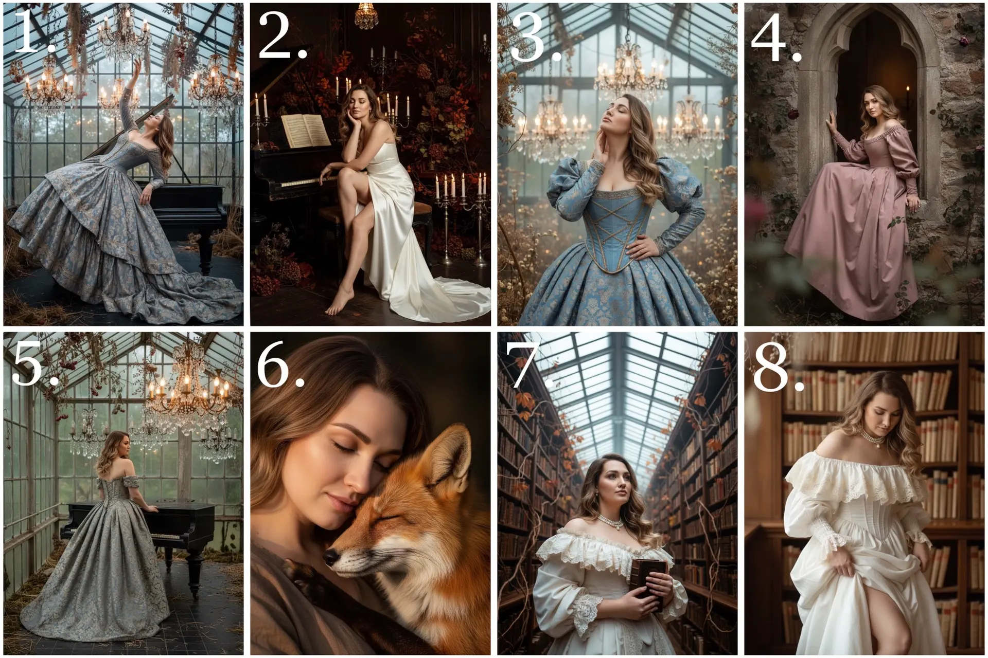 Промты для женской фотосессии «Заброшенный сад» 💜