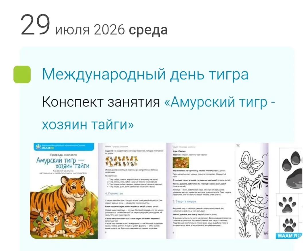 Сегодня в средней группе прошло познавательное занятие: дети познакомились с амурским тигром!  🐯Реб