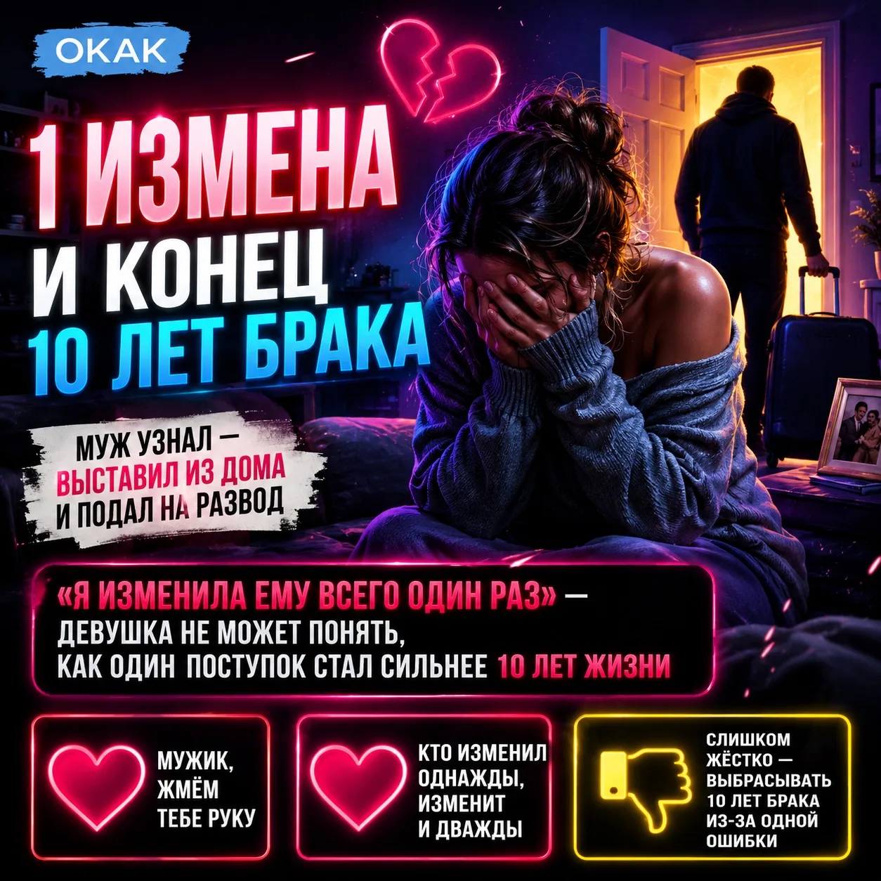 😳 «Я изменила мужу всего один раз» — девушка рассказала, что одной измены за 10 лет брака хватило, 