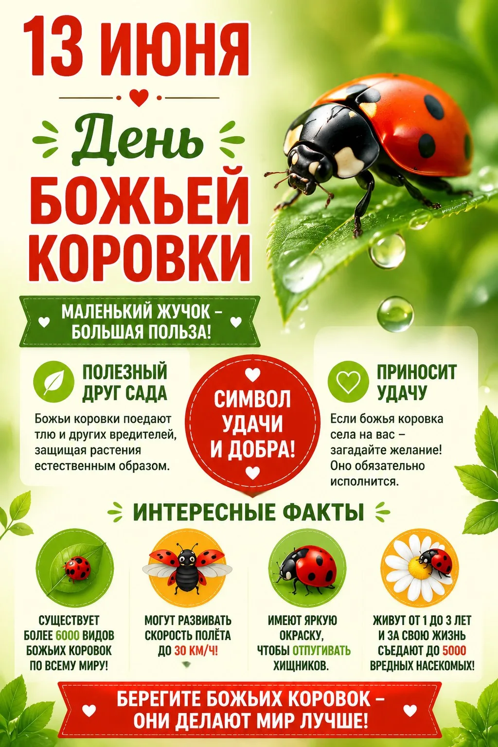 🐞 Маленький жук — большая польза! Рассказываем детям о божьих коровках
     Божья коровка — это не 