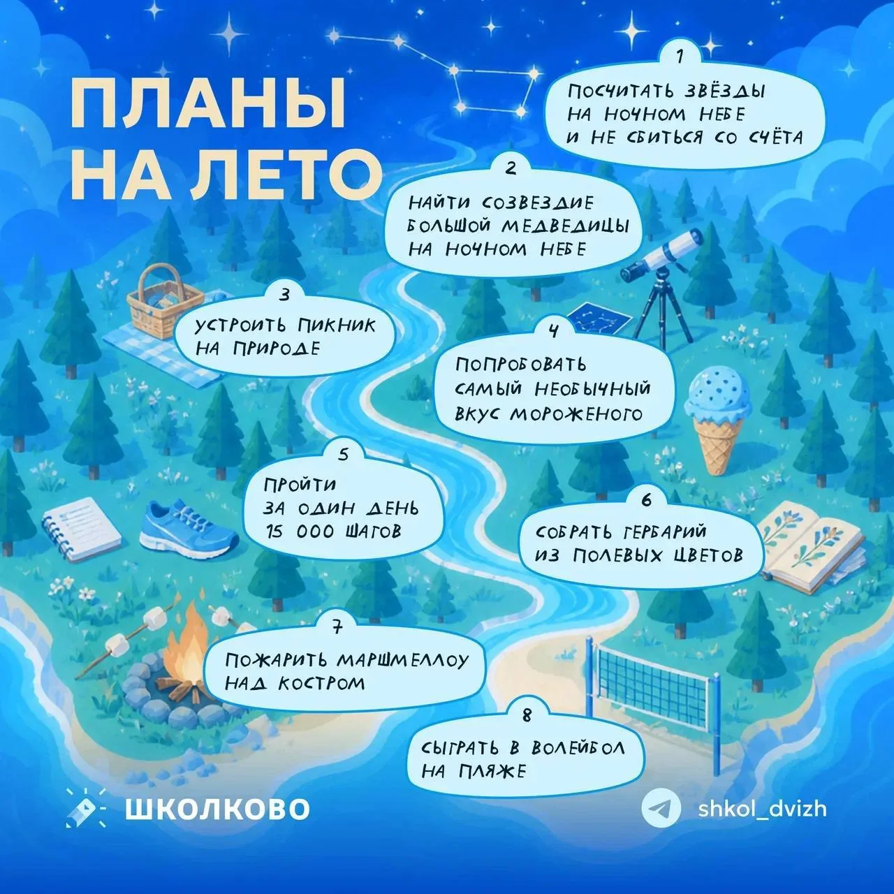 Карта идеального лета от «Школково» 🗺️

Кажется, Умка проложил идеальный маршрут для самых незабыва