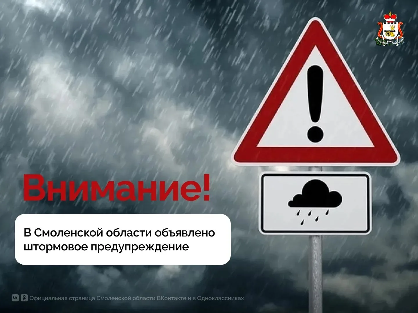 ⚠️В Смоленской области объявили штормовое предупреждение