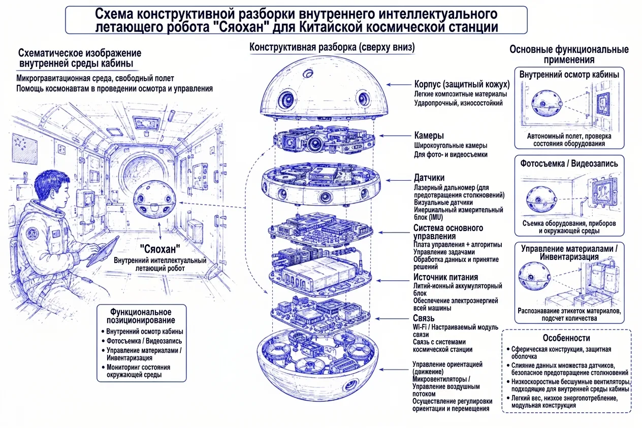 Три картинки, чтобы разобрать зачем нужны роботы на китайской космической станции Тяньг...