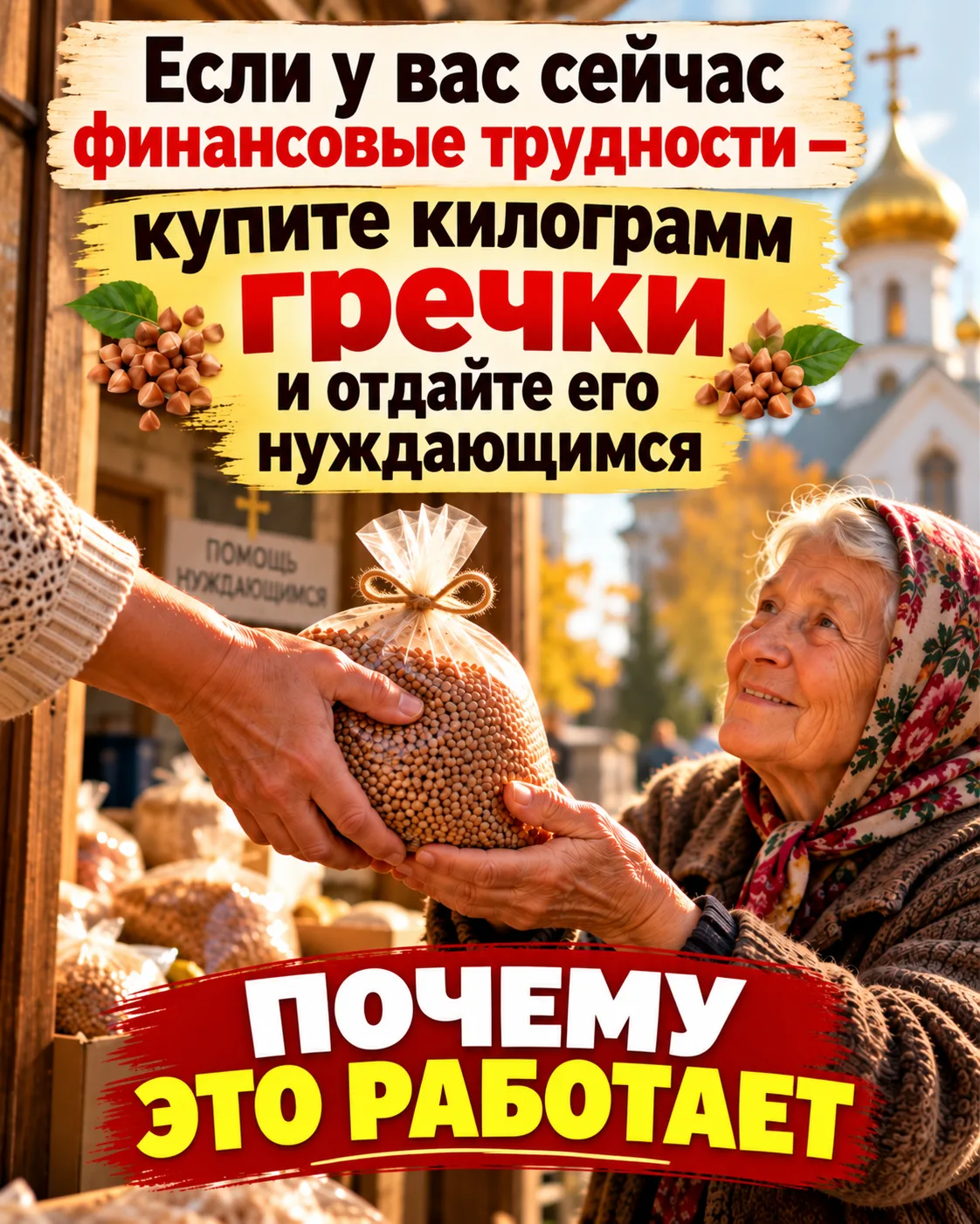 Купи гречку.  Килограмм. Это недорого. И отнеси её нуждающимся — в церковь, в приют, в ...