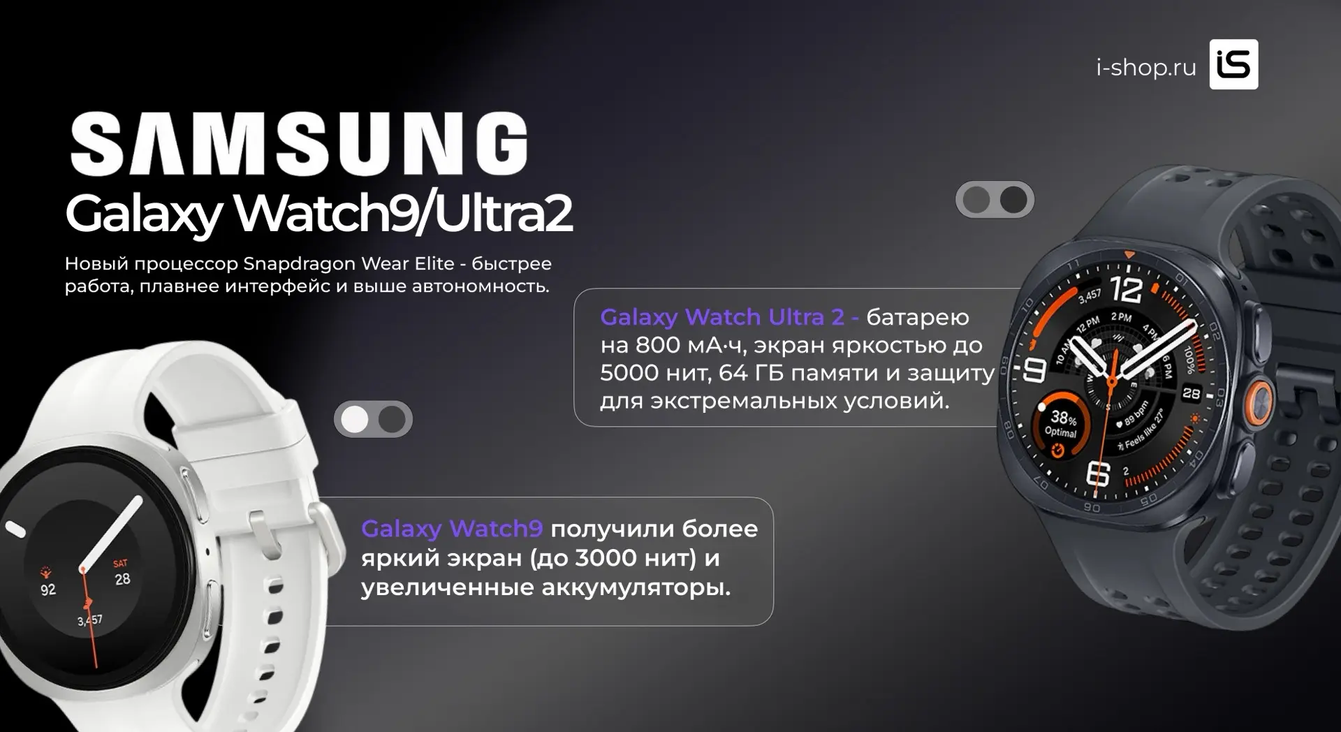 ⌚️А еще Samsung представила Galaxy Watch9 и Galaxy Watch Ultra 2

Главные новинки:
• Новый процессор