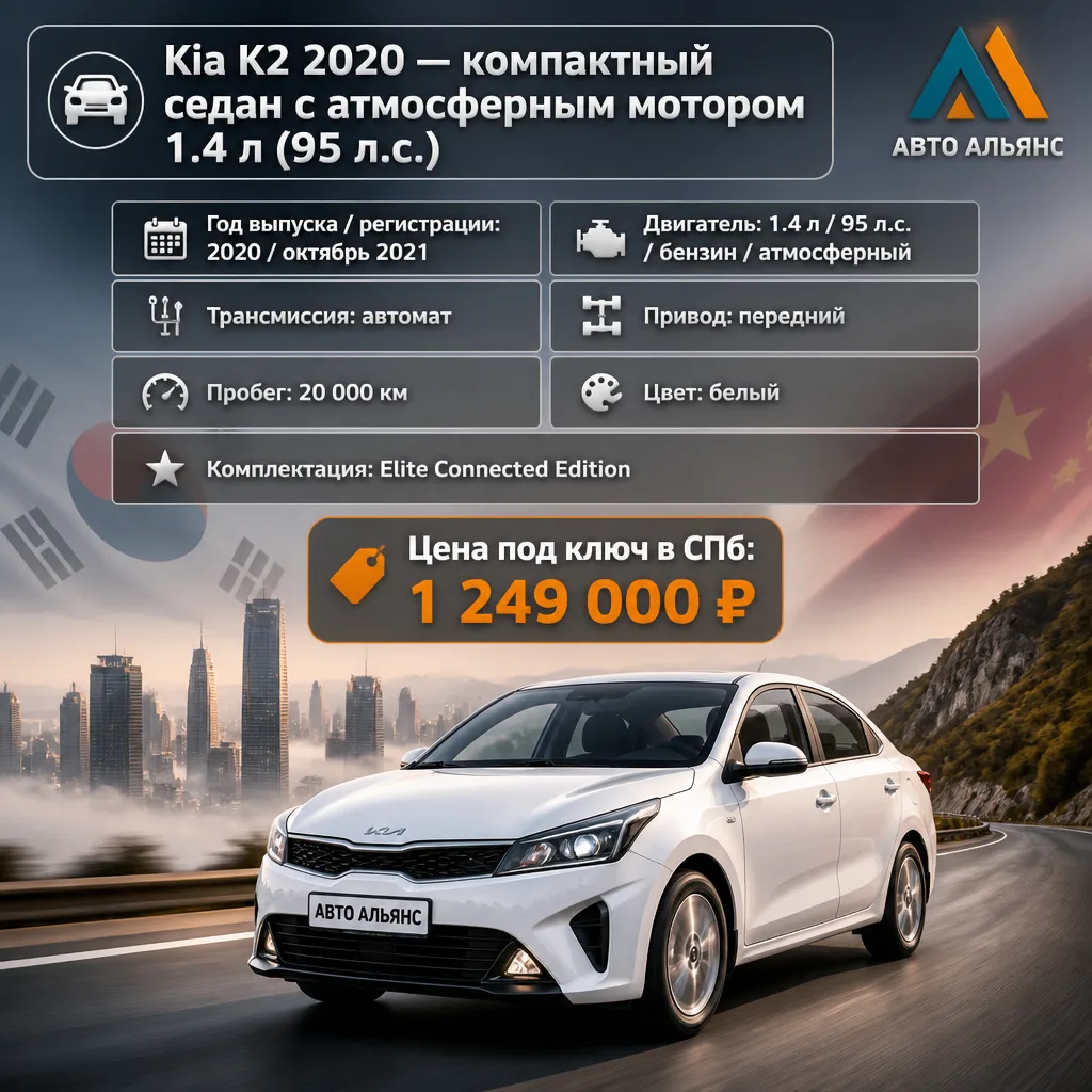 ✅ Kia K2 — это компактный седан, который ценят за простоту, надёжность и экономичность....