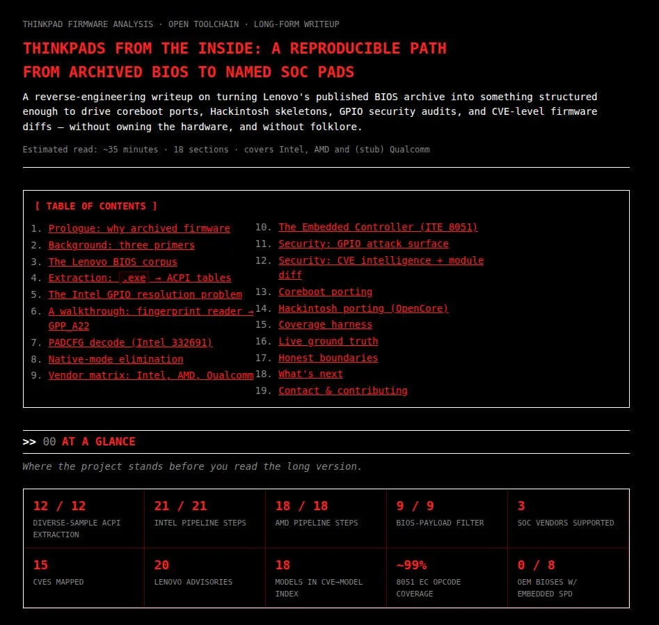 ThinkPad firmware reverse engineering