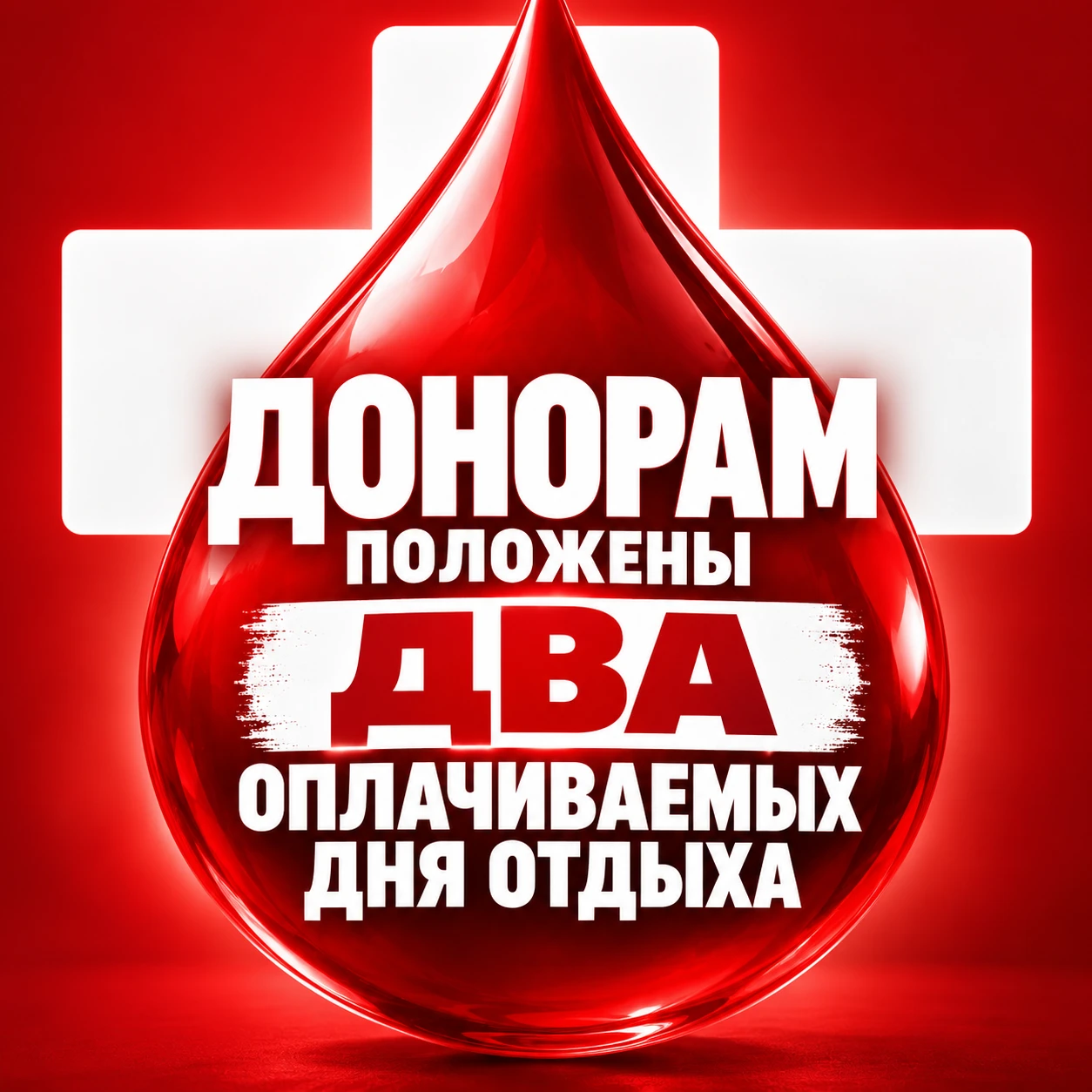 🩸 ДОНОРАМ ПОЛОЖЕНЫ ДВА ОПЛАЧИВАЕМЫХ ДНЯ ОТДЫХА