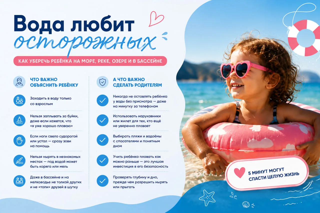 🌊 Вода любит осторожных: как уберечь ребёнка на море, реке, озере и в бассейне