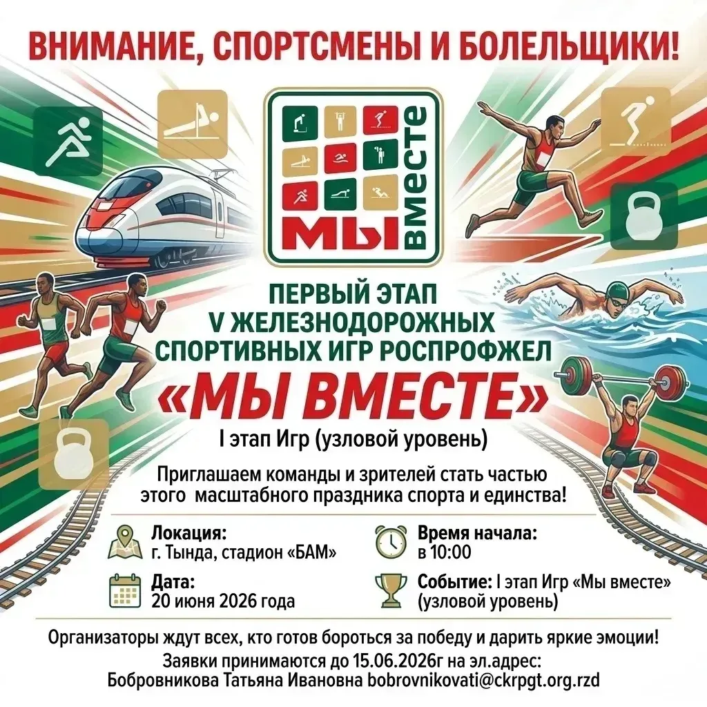 🏟️ В субботу, 20 июня, встречаемся на стадионе «БАМ»! Нас ждет первый этап узловых игр РОСПРОФЖЕЛ и