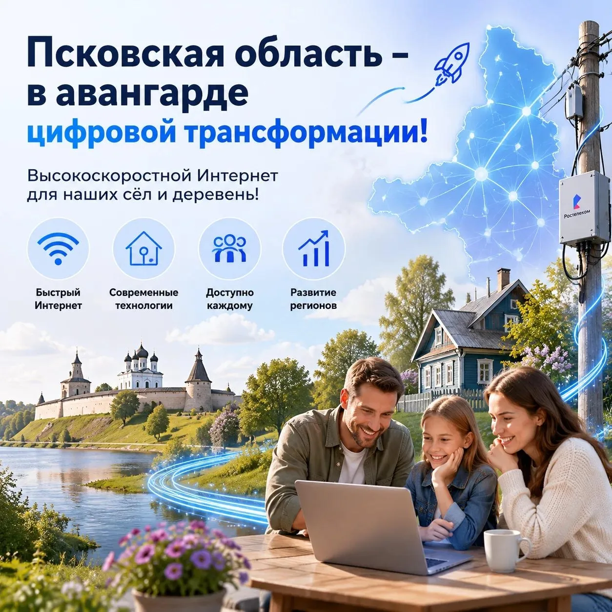 Псковская область – в авангарде цифровой трансформации! 🚀 
 
Отличные новости для жителей сельской 