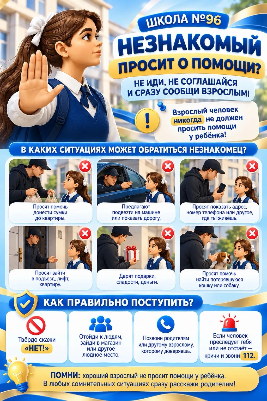 ⚠️Не доверяйте незнакомцам, не уходите с ними и не соглашайтесь на их просьбы. Помните:...