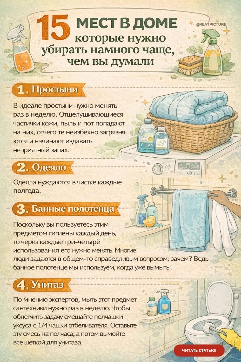🧺🔍 4 места в доме, которые требуют уборки чаще, чем мы думаем!

Иногда нам кажется, что в доме чис