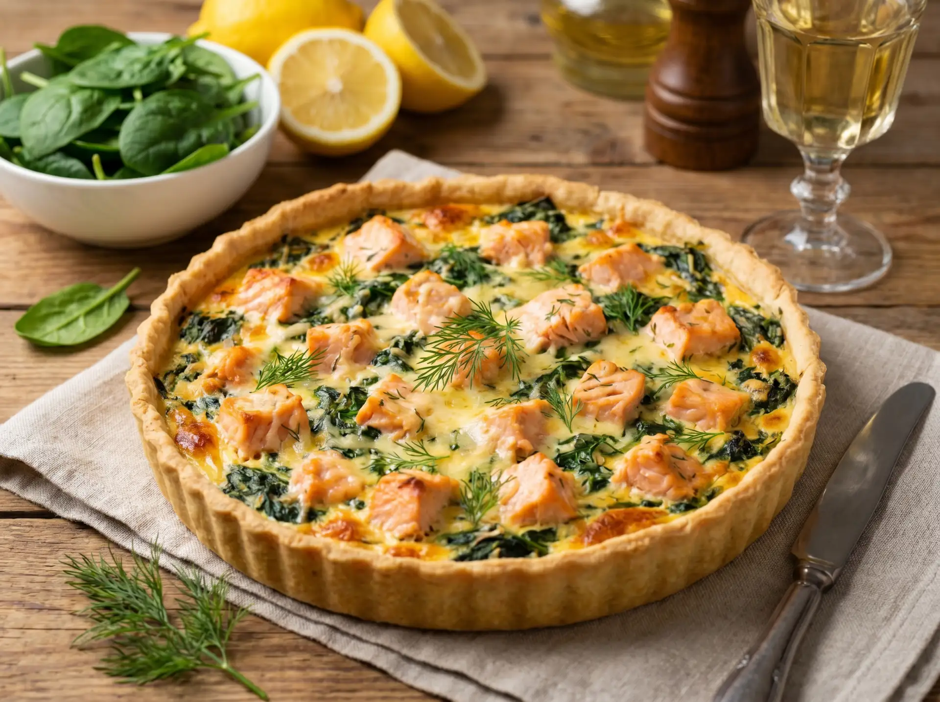 🥧 Киш с рыбой и шпинатом

Нежный французский пирог с хрустящей основой, сочной рыбой и сливочной за