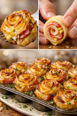 КАРТОФЕЛЬНЫЕ РОЗОЧКИ С БЕКОНОМ — ЦВЕТОЧНАЯ МАГИЯ НА ВАШЕМ СТОЛЕ! 🥔🌹