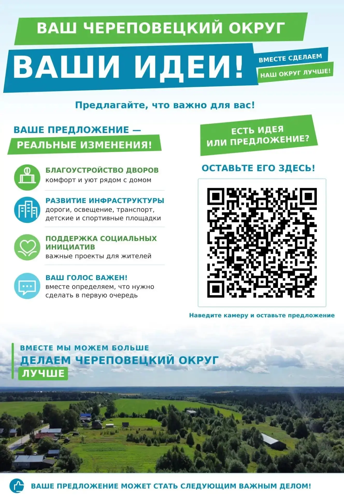 Если у вас есть идеи по развитию или улучшению нашего города/района или проблема котора...