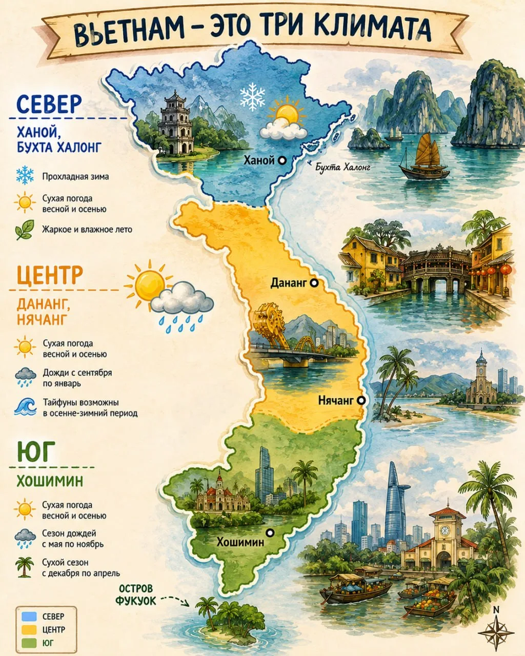 Где во Вьетнаме солнце, а когда штормит? ☀️🌊 Узнайте, прежде чем планировать свой отпу...