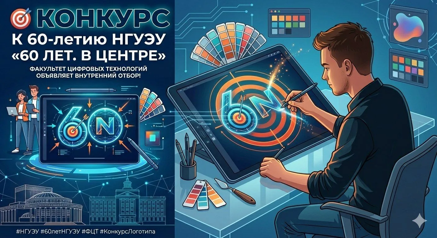 ⚡️ Конкурс логотипов к 60-летию НГУЭУ: «60 лет. В центре»