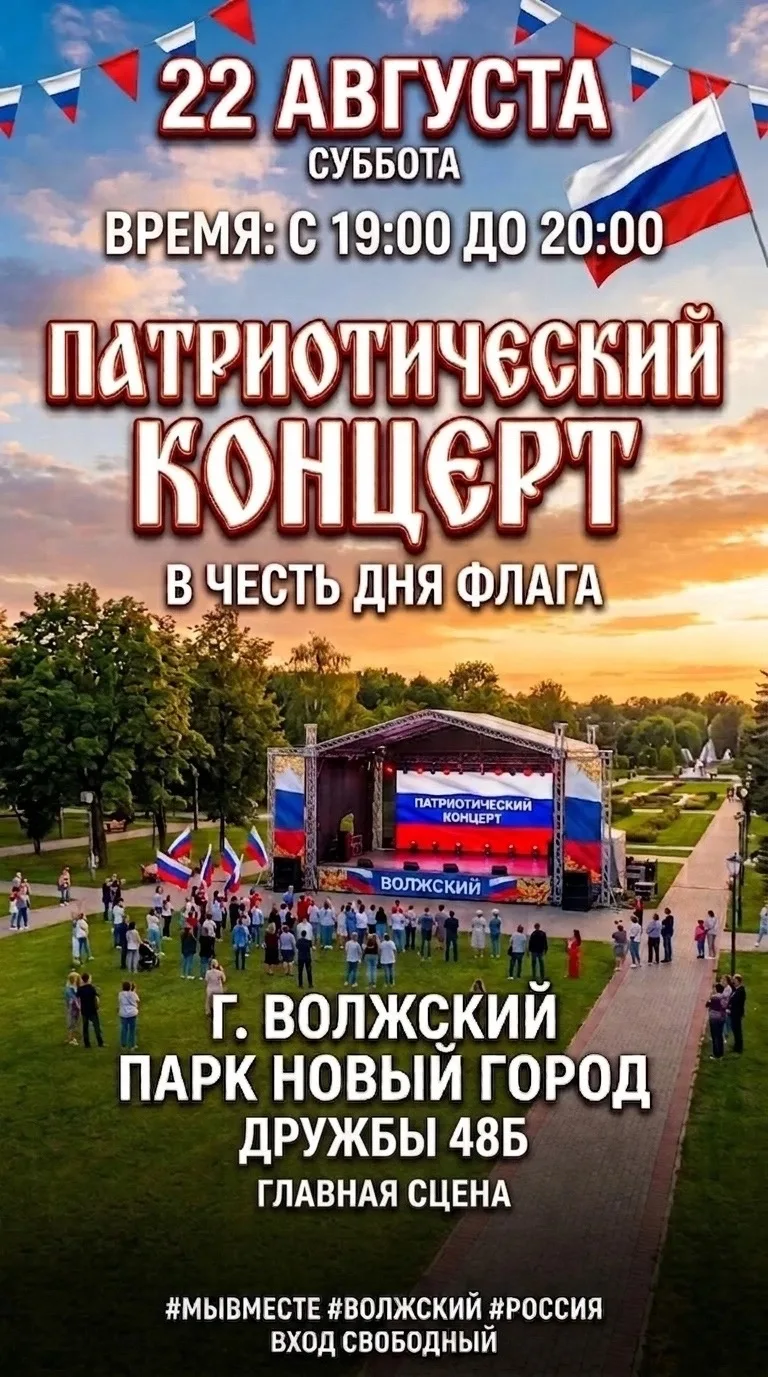 🇷🇺 День Российского флага в парке «Новый город»: патриотический концерт