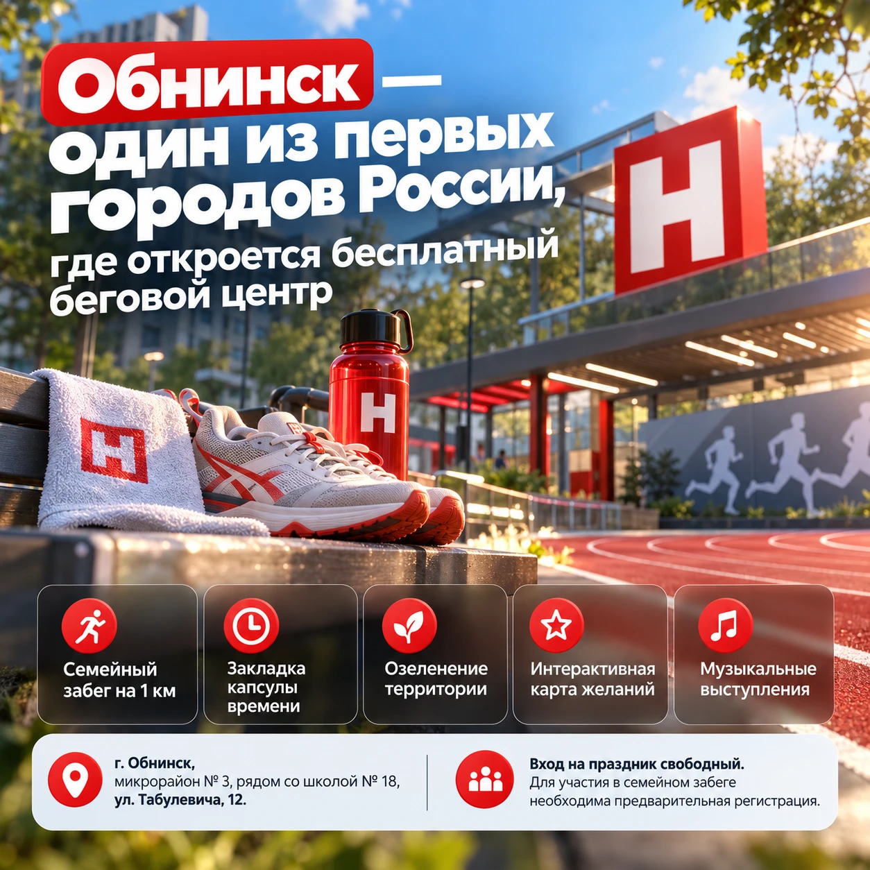 🏃 Обнинск — один из первых городов России, где откроется бесплатный беговой центр