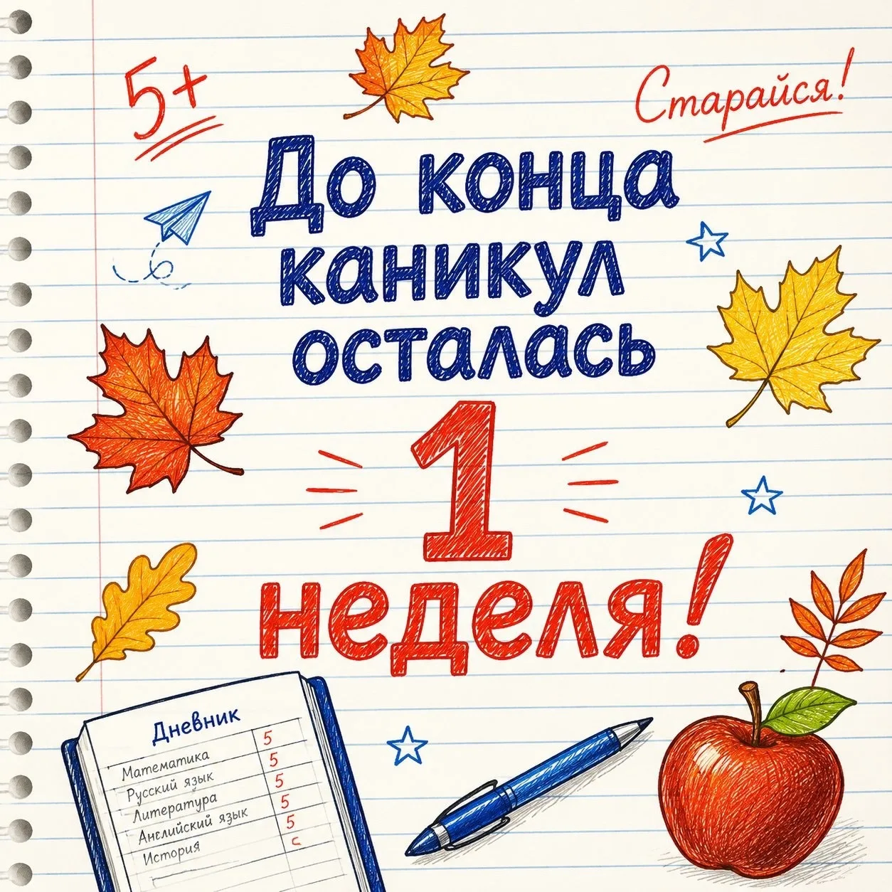 До конца каникул — всего одна неделя!