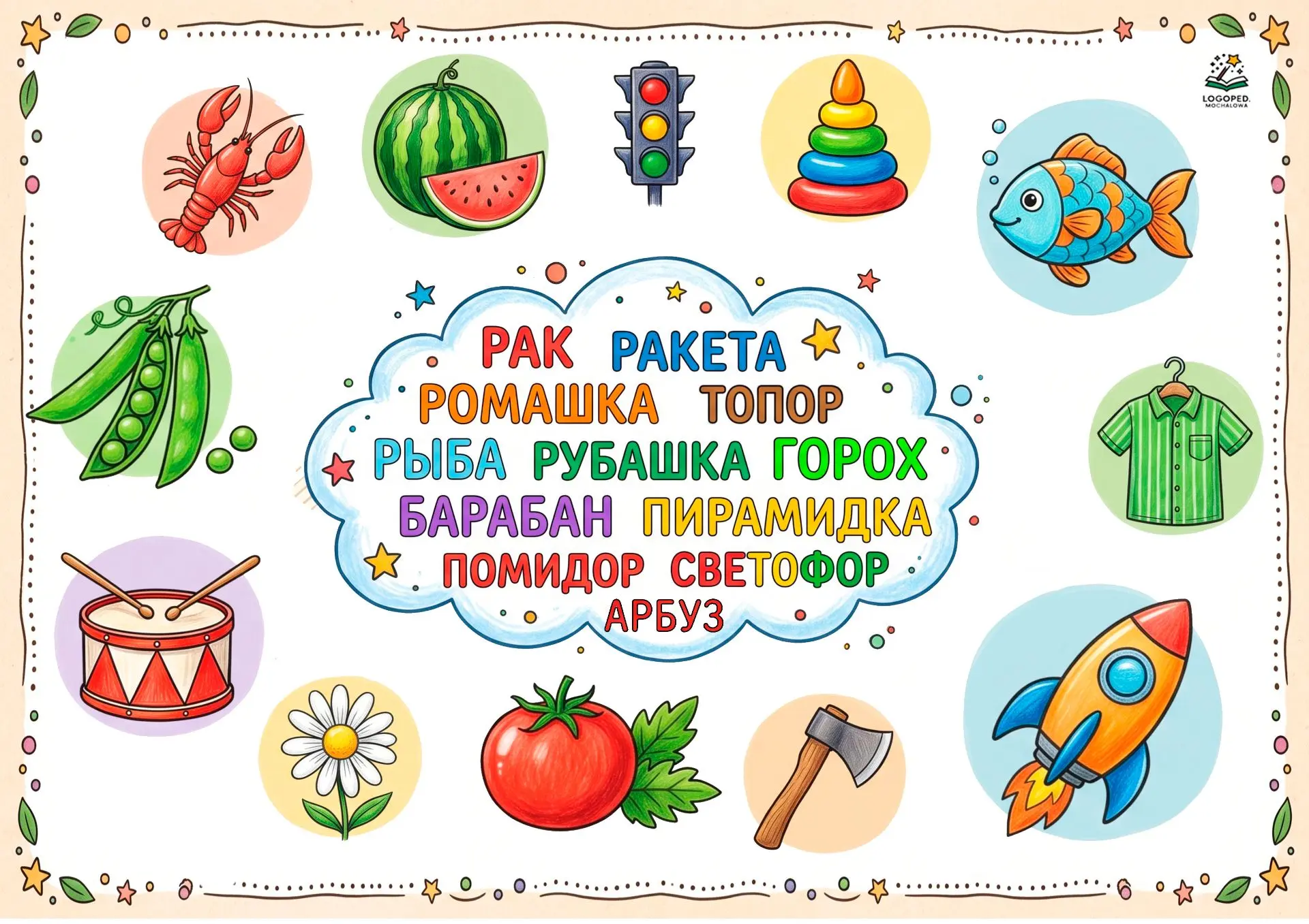 Облака слов со звуками Л и Р 📖