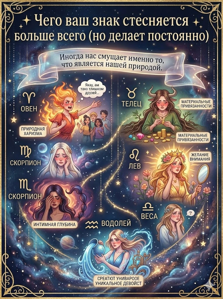 ✨ Чего ваш знак стесняется больше всего (но делает постоянно) ✨