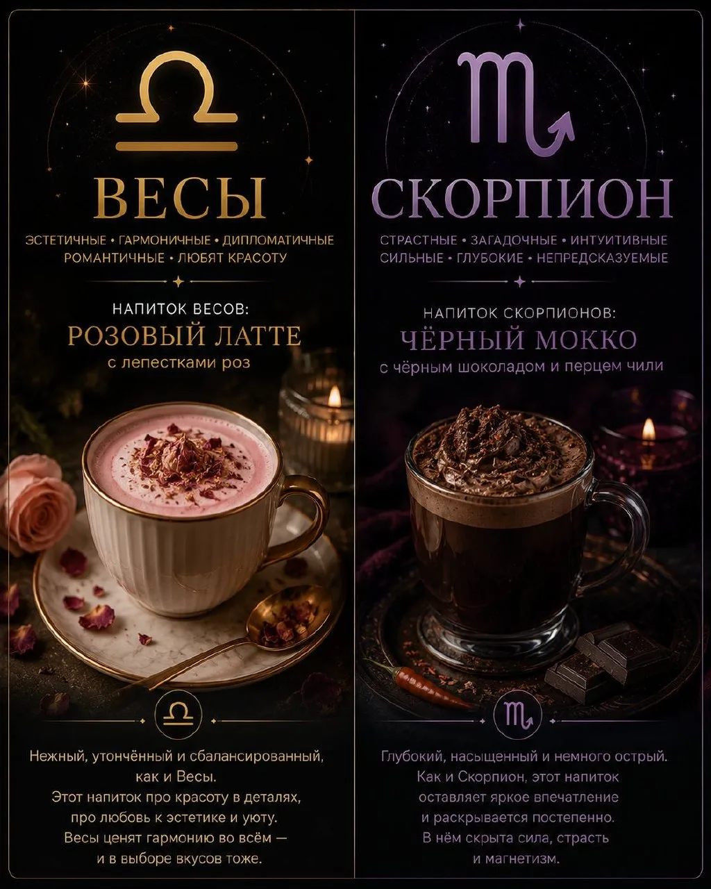 ✨ Как и обещали — вторая часть. Осталось всего несколько знаков, но напитки для них получились не ме