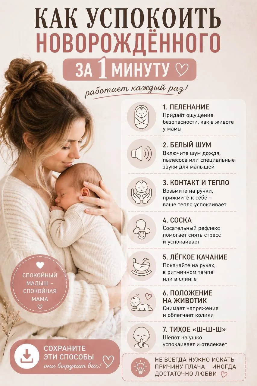 Как успокоить новорожденного за минуту 💓