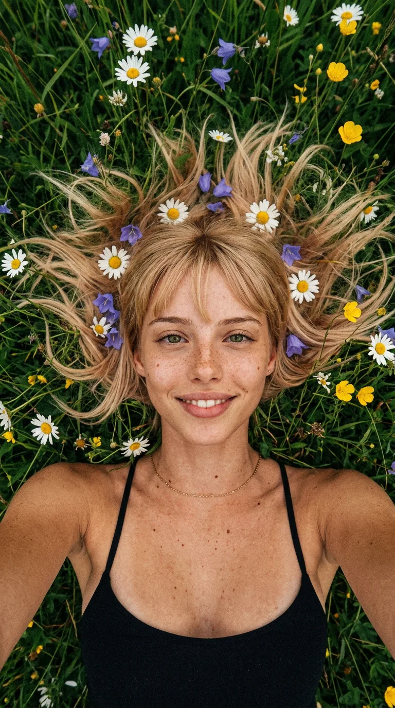 🌼 Трава, ромашки и летнее селфи