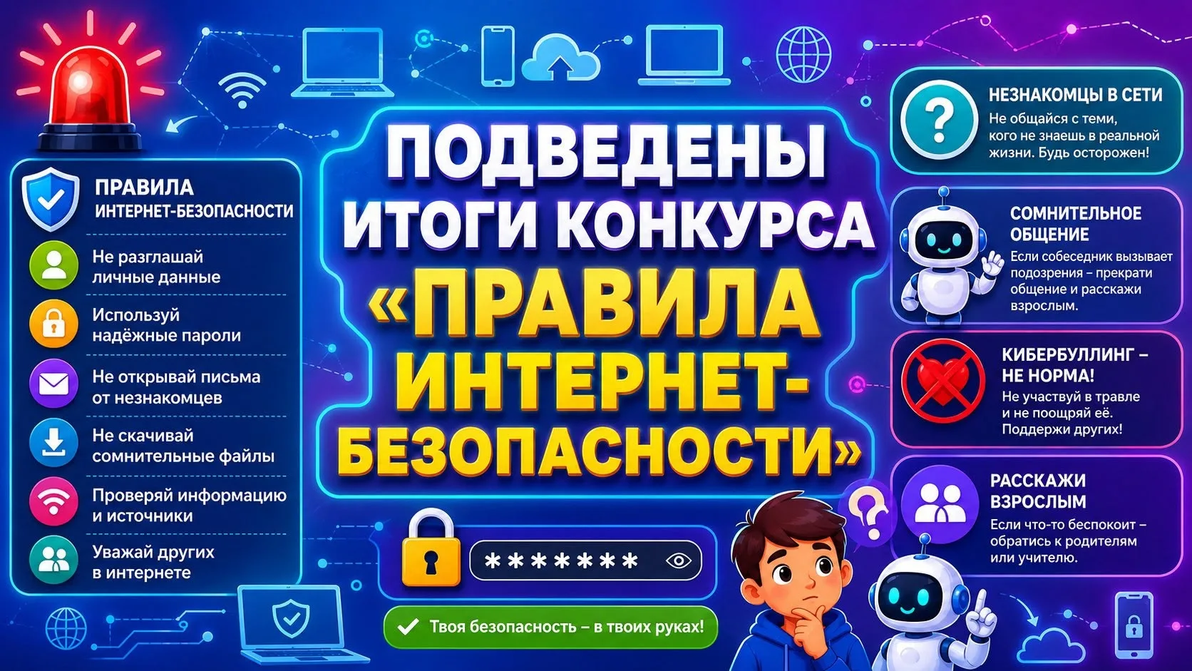 🛡️ Завершился наш творческий конкурс «Правила интернет-безопасности»!