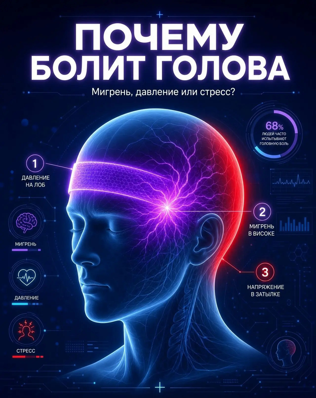 Почему болит голова: учимся различать мигрень, боль напряжения и скачок давления