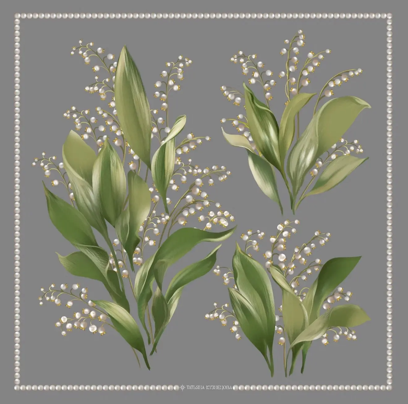 Новые цвета шелковых платков «Ландыши» — нежный желтый и благородный серый. 
Роскошь, воплощенная в 