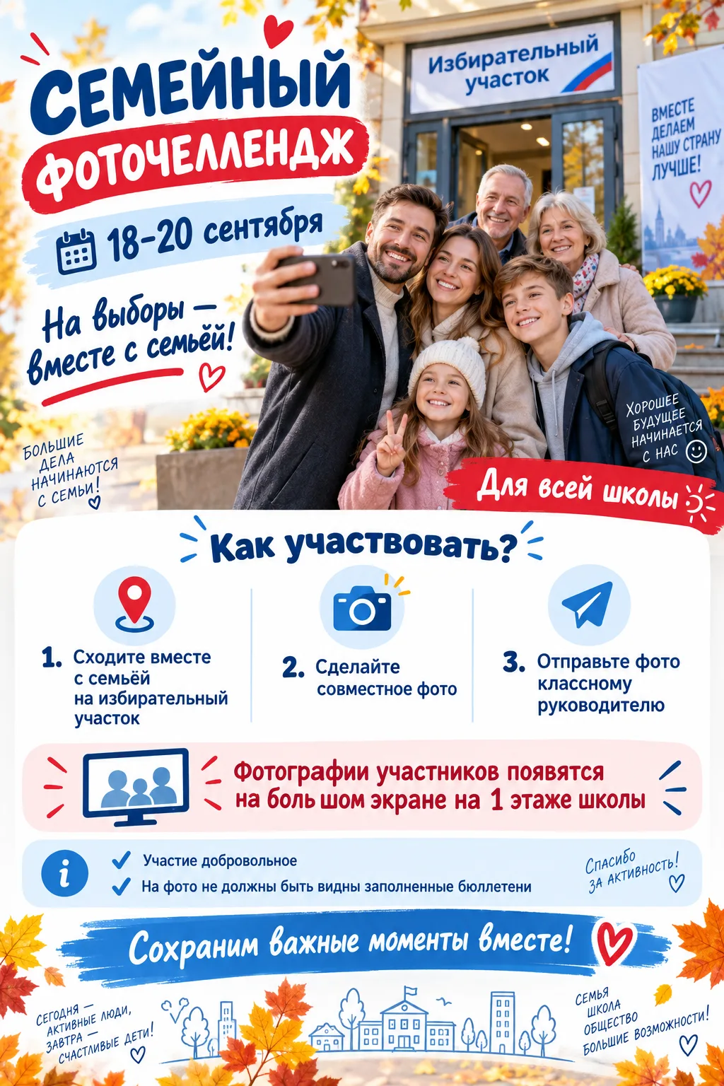 🗳 ШКОЛЬНЫЙ ЧЕЛЛЕНДЖ «НА ВЫБОРЫ — ВМЕСТЕ С СЕМЬЁЙ!» 📸