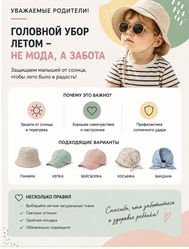 Головной убор летом - не мода, а забота! 🌝
