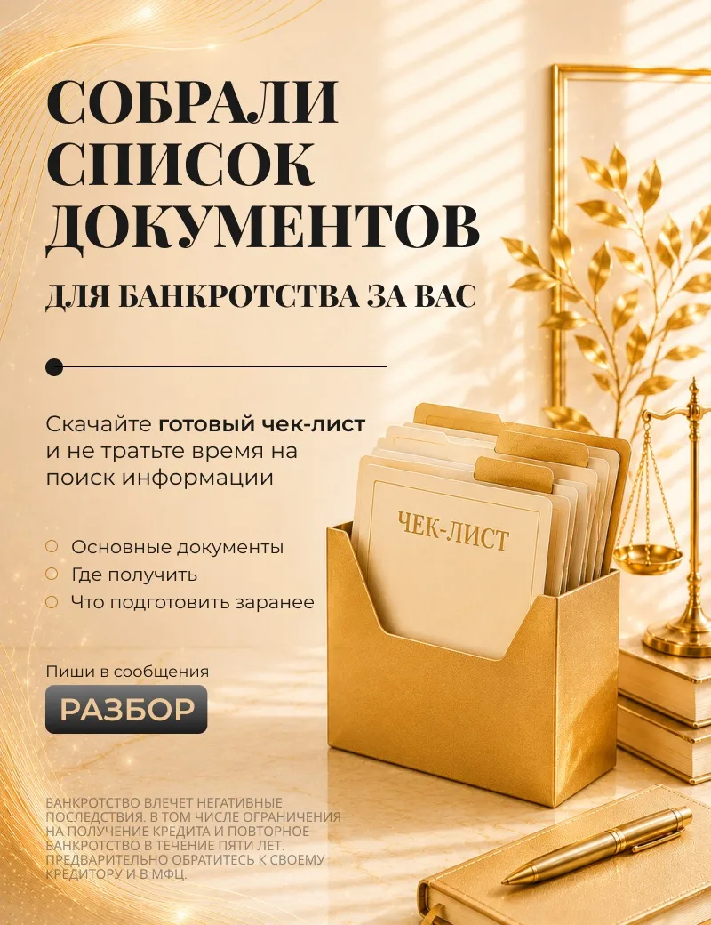 📋 С чего начать банкротство? Заберите готовый чек-лист документов

Многие люди уже понимают, что ба