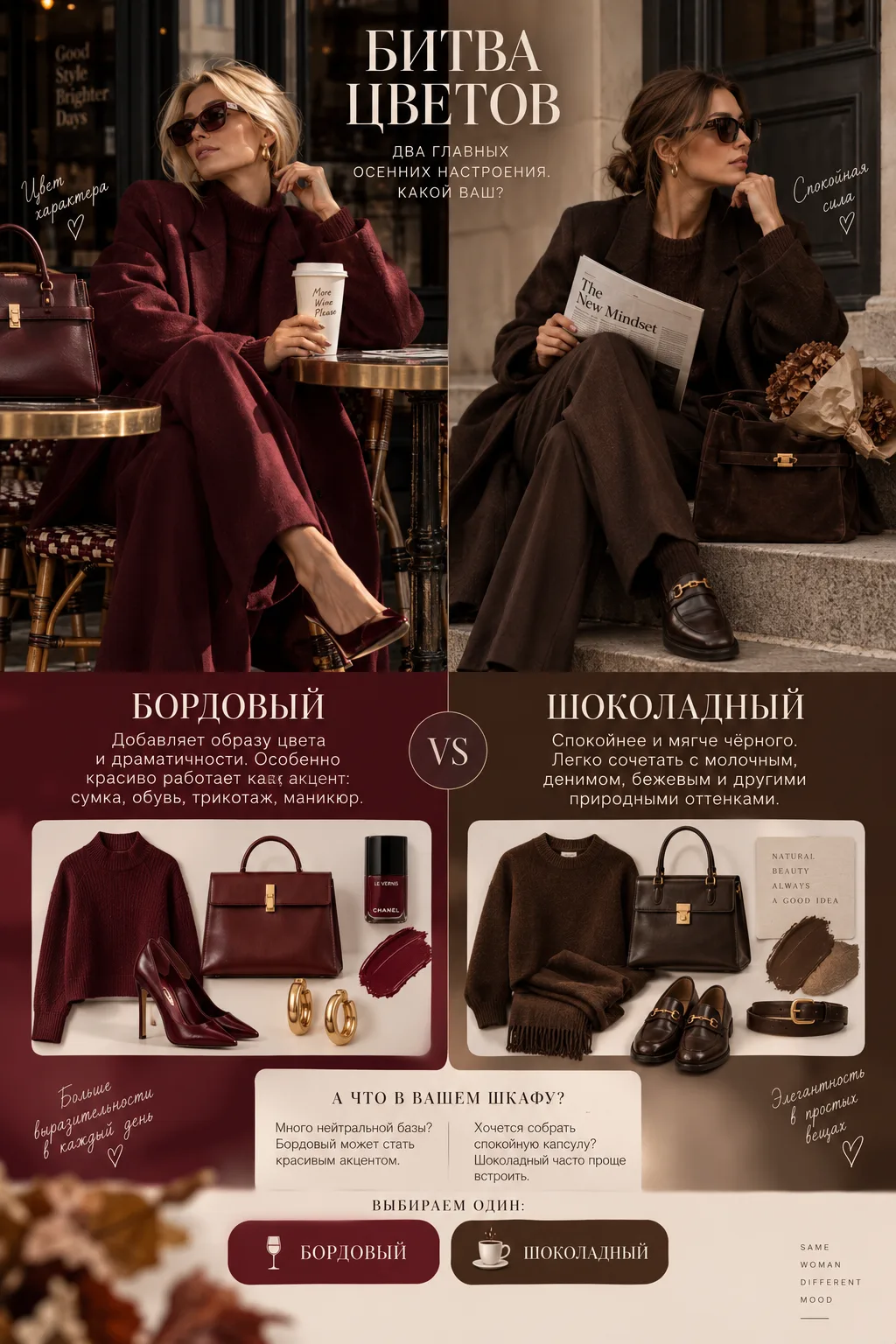 🎨 БИТВА ЦВЕТОВ: бордовый или шоколадный?