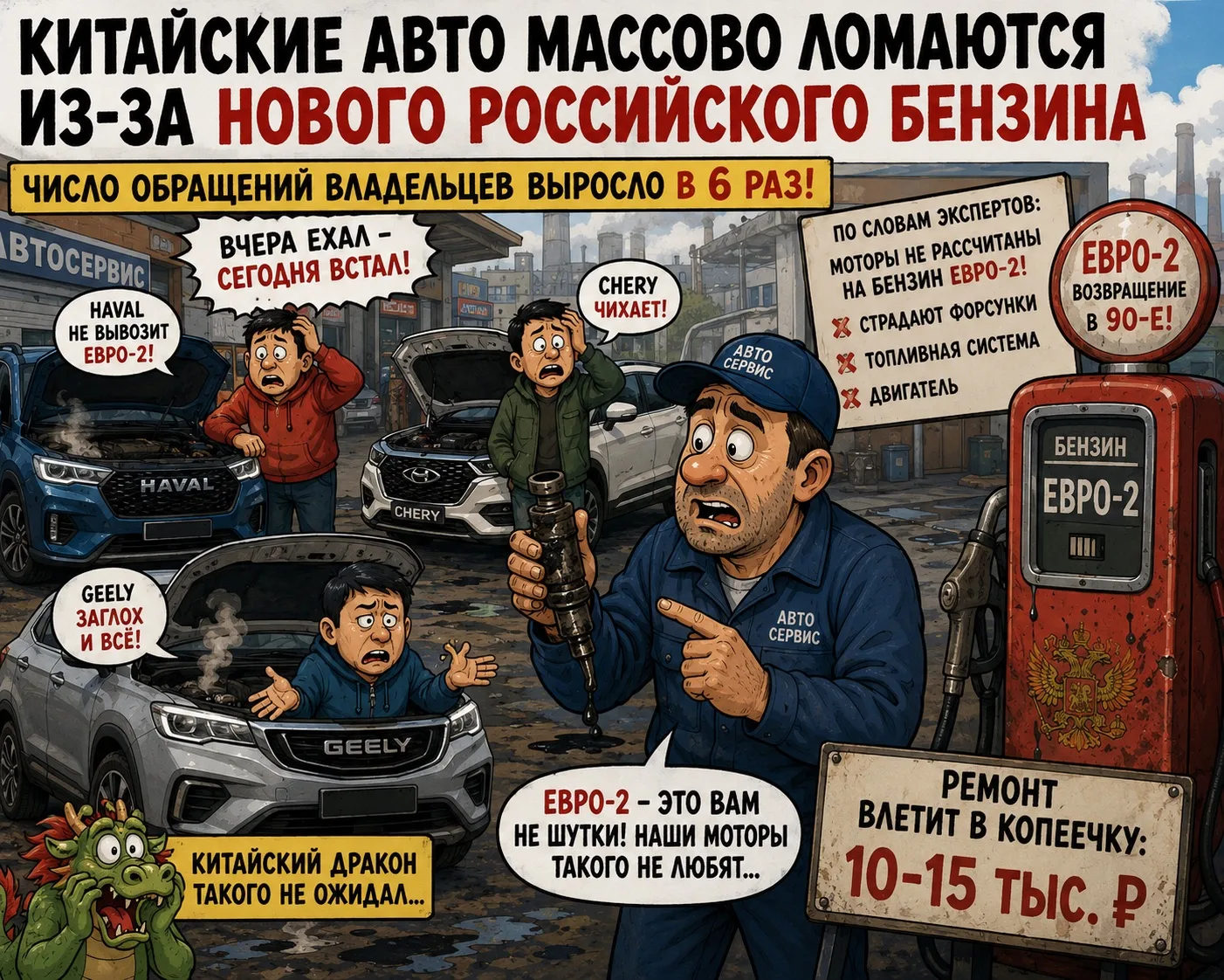 Китайские авто массово ломаются из-за нового российского бензина — СМИ.