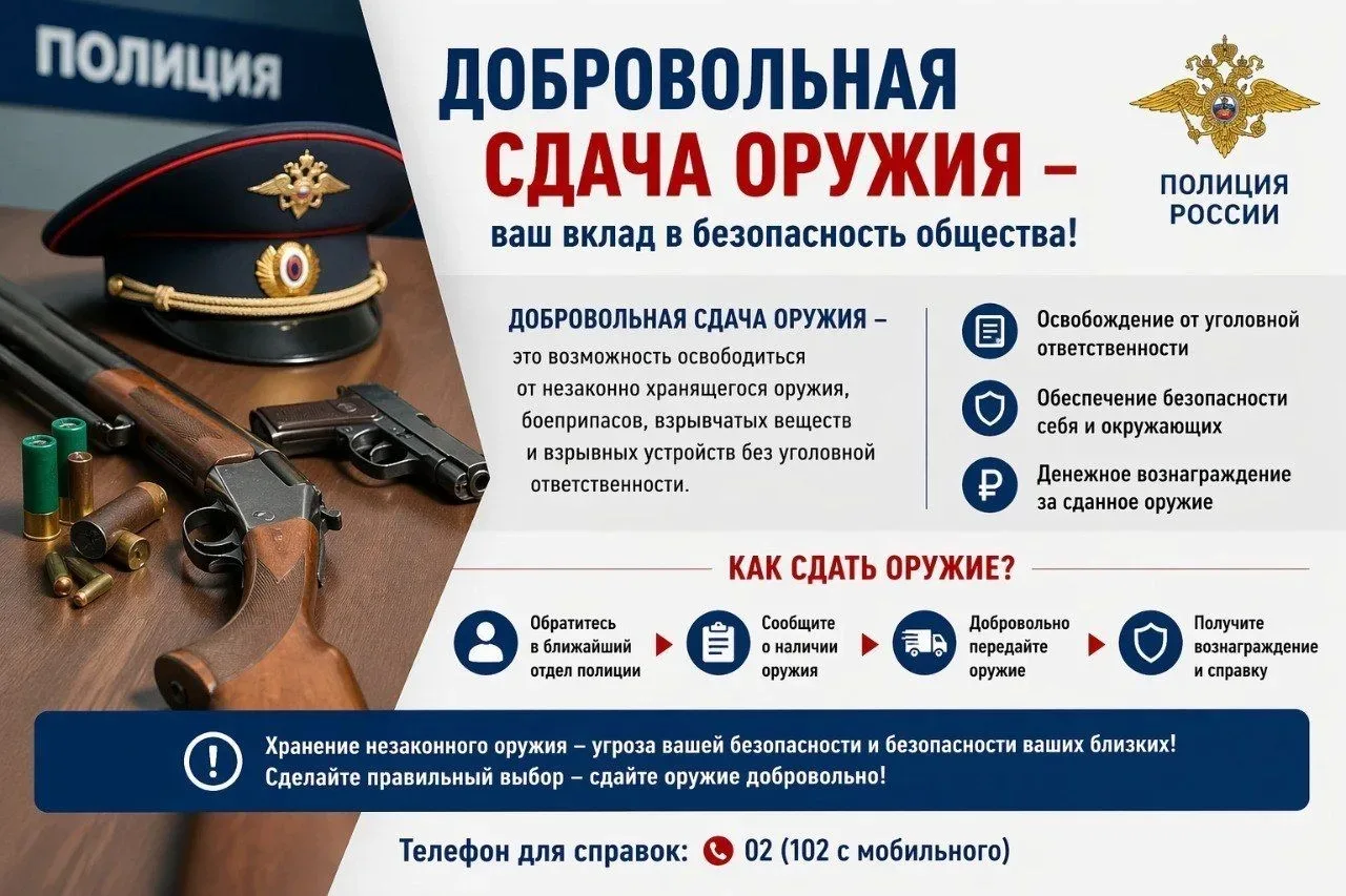 А ты сдал оружие?

Полиция напоминает: на Ставрополье продолжает действовать программа добровольной 