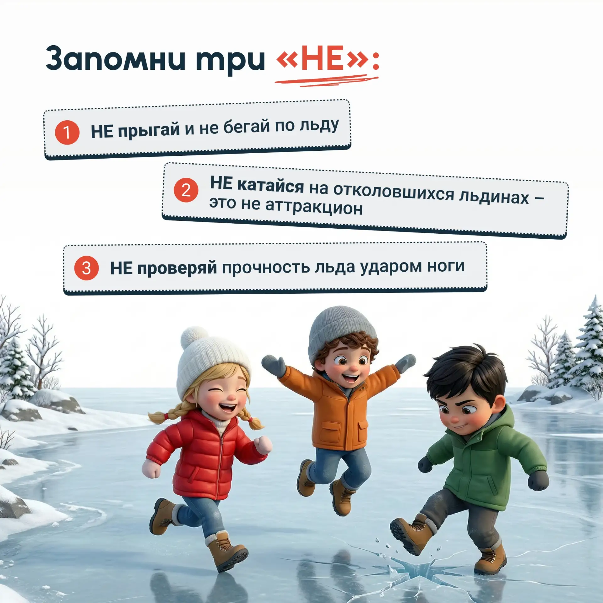 Ни одно крутое фото или короткий путь до дома не стоят того, чтобы провалиться под лёд 🧊  Сейчас сам